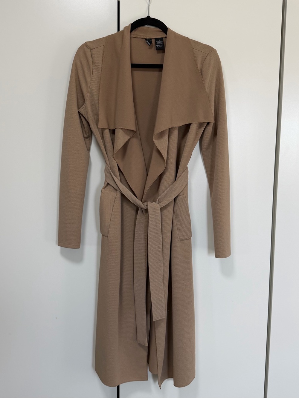 Windsor Camel Draped Trench with Self-Tie Waist